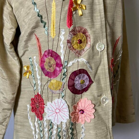 Vintage Indigo Moon Floral Art to Wear Set Size Medium floral sequins - Picture 6 of 8